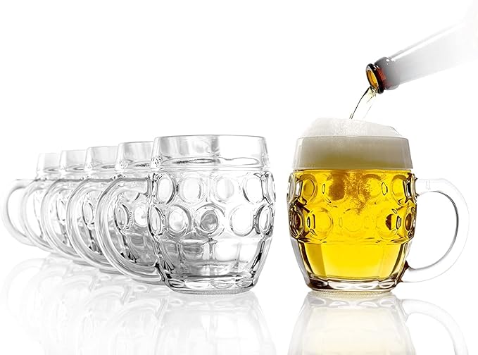 Stlzle Lausitz Tbinger Eye Jug, Pint Glass, Ball, with Fill Mark, Traditional Design, Pack of 6, Dishwasher Safe (250 ml)