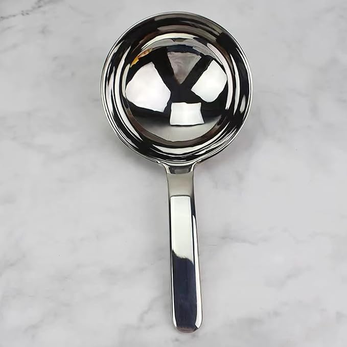 Heavy-Duty Ladle (Short Handle) Big Spoon 18/10 Stainless Steel Ladle for Serving, 7.1 inch, 1Pack (Silver)