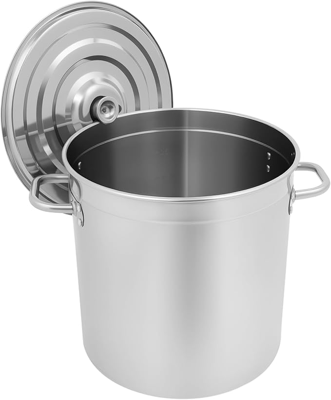 DYNAMI 37Qt Large Cooking Pot with Basket and Lid, Stainless Steel Stock Pot with Strainer,Multipurpose Cookware Soup Turkey Fryer Seafood Boil Pot,for Lobster Crab Shrimp