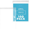 10" x 12" Heavy-duty 1 Gallon Zip Bags - 100 Count - Clear Plastic Reclosable Zipper Baggies, 4 Mil Freezer Storage Poly Bags, for Packaging Food, Tools & Sharp Objects.