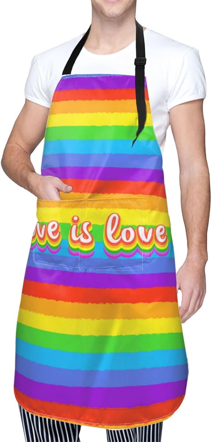 LGBT Aprons Gay Aprons with Pockets and Adjustable Rainbow Apron for Gardening Cooking Kitchen