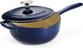 Tramontina Bestow Enameled Cast Iron Saucier Pan with Lid, 3-quart, Blue