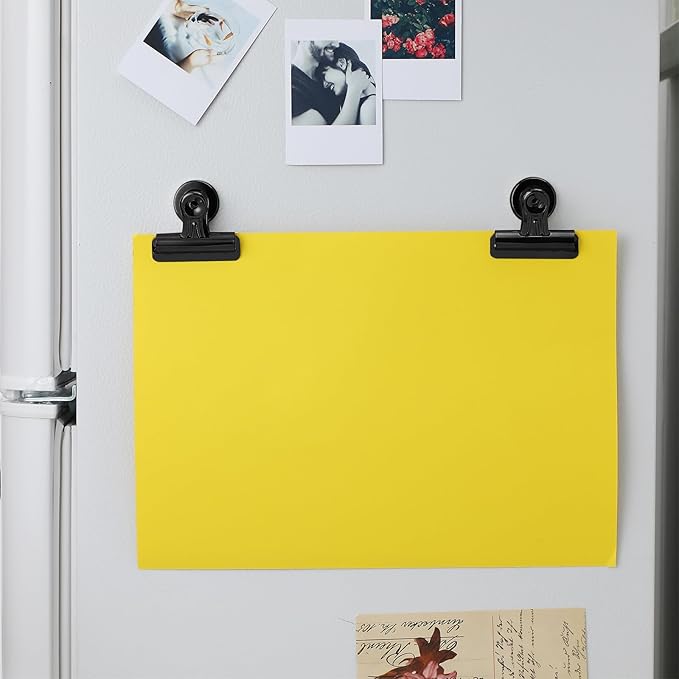 18 Pcs Magnetic Clips 2.2 Inch Metal Heavy Duty Refrigerator Magnet Clips with Box for Whiteboard Fridge Photo Displays Office School Classroom (Black)