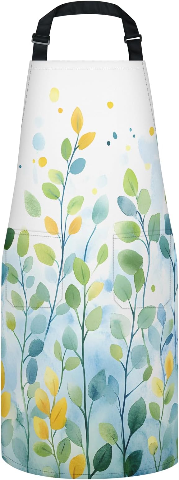 Kitchen Apron with Pockets,Adjustable Aprons for Women Men,Waterproof Chef Aprons for Cooking,BBQ,Gardening