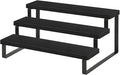 YINMIT Wooden Display Riser Stand, Tiered Perfume and Cologne Organizer Stand, 3 Tier Spice Rack Organizer, Rustic Display Shelf for Candles (3 Tier,Black)