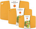 Liflicon Silicone Thick Cutting Boards Mats Set of 3pcs Foldable & Flexible Design Juice Grooves Easy Grip Handle Dishwasher Safe for Kitchen,BPA free Silicone Cutting Mats-Yellow