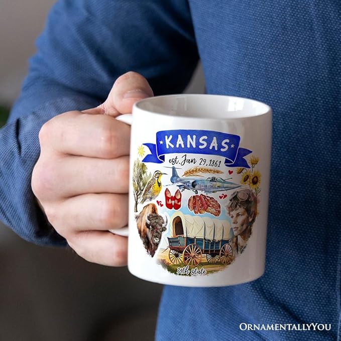 OrnamentallyYou Artistic Kansas State Themes and Landmarks Mug