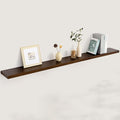 Floating Shelves 72 Inches Long - 8 Inch Deep Rustic Solid Pine Wood for Storage - Farmhouse Wall Mounted for Living Room - Heavy-Duty Metal Bracket - 72" W x 8" D - American Walnut Color