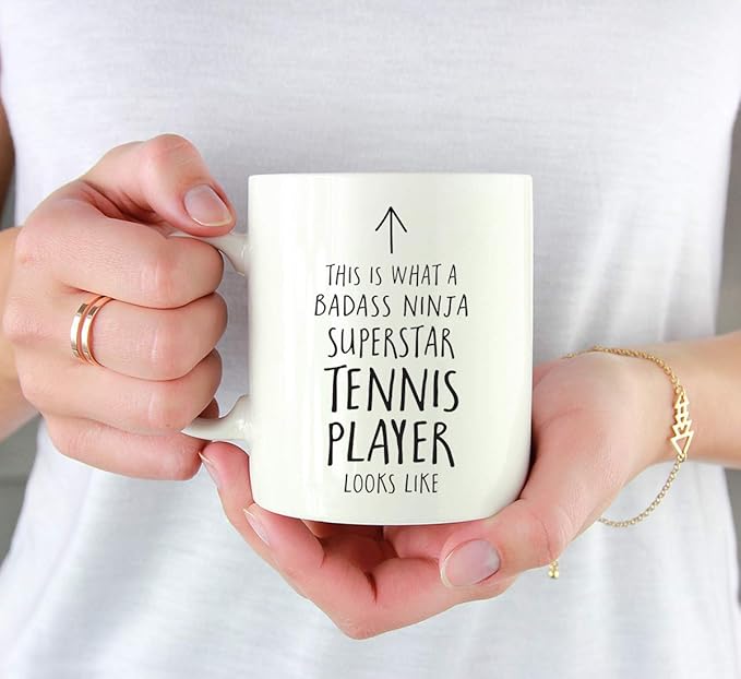 Andaz Press Funny 11oz. Ceramic Coffee Tea Mug Gift, This is What a Badass Ninja Superstar Tennis Player Looks Like, 1-Pack, Birthday Christmas Gift Ideas Coworker