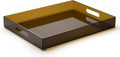 16"x12" Large Acrylic Serving Tray Decorative Ottoman Coffee Table Vanity Tray Tea Fruit Platter Snack Appetizer Dessert Drink with Handles for Bar Kitchen Party, Amber