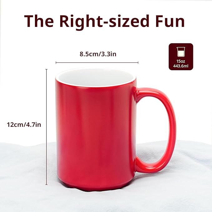Ceramic 15oz Sublimation Coffee Mug in White Box, Color Change Red, Case of 12