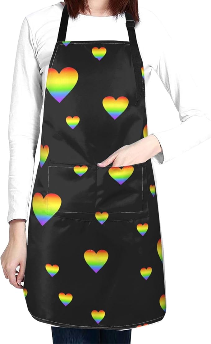 LGBT Aprons Gay Aprons with Pockets and Adjustable Rainbow Apron for Gardening Cooking Kitchen