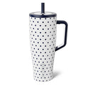 BrüMate Era 40 oz Tumbler with Handle and Straw | 100% Leakproof Insulated Water Bottle Tumbler with Lid and Straw | Made of Stainless Steel | Cup Holder Friendly | 40oz (White Polka Dots)