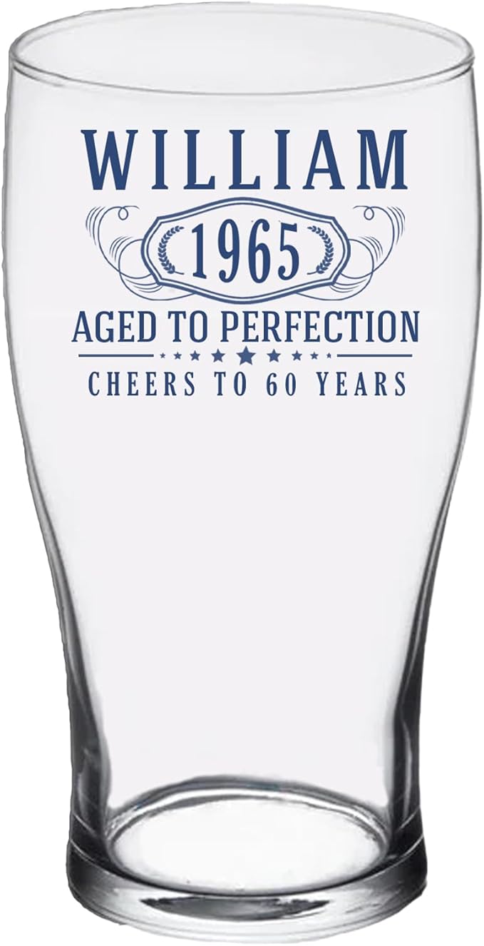 Personalized Printed 20oz Pub Pint Glass – Beer Gifts for men, Custom Engraved Drinking Glasses, Customized Retirement, Birthday for Him, Gifts for Dad Fathers Day, Groomsmen, Wedding, Bernard