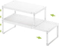 Expandable Cabinet Organizer Shelf With Adjustable Height, Stackable Kitchen Countertop Organizer Rack, Adjustable Shelf Riser For Kitchen Counter, Pantry, Cupboard, Desk, Tabletop