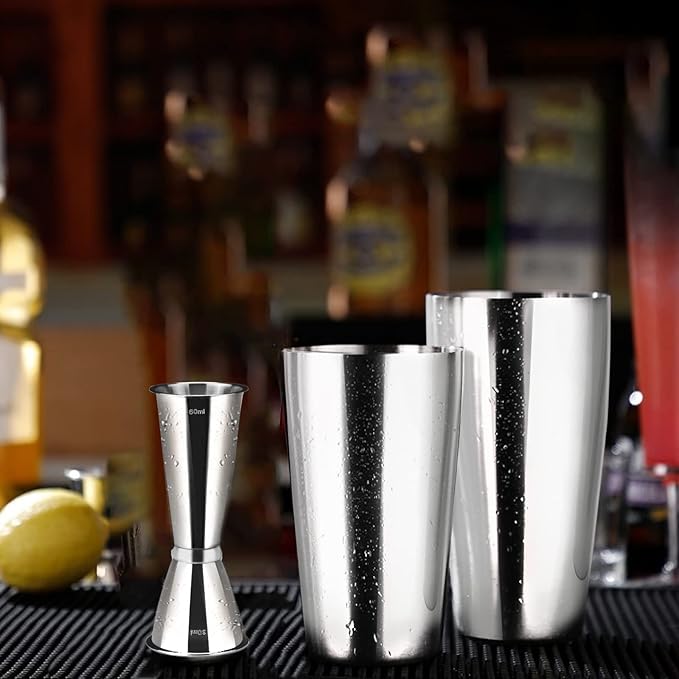 Anfly Boston Shaker 750 ml 600 ml Stainless Steel Cocktail Shaker Measuring Jug 60 ml 30 ml Internal Measuring Lines Tin on Tin Cocktail Shaker Kit Jigger Japanese Style