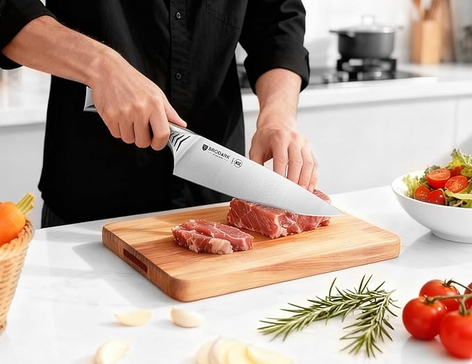 BRODARK Kitchen Knife Set with Block - 15-Piece Knife Block Set with Built-in Sharpener - High Carbon Stainless Steel Kitchen Knives Set for Kitchen - Christmas Gift, Shark Series