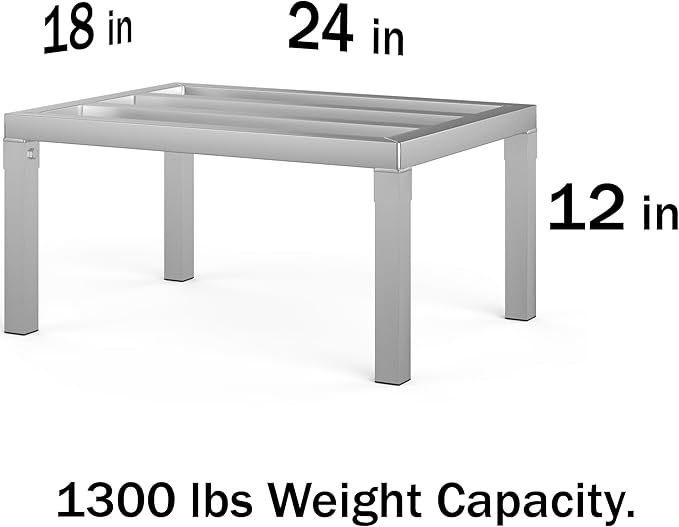 Aluminum Dunnage Rack | Storage in Restaurant, Kitchens and Garages and More! (24" Long x 18" Wide | Height: 12" Off The Floor)