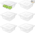 6 Pack 1/6 Size Food Pan with Lids,Stackable Freezer-Safe Meal Prep Containers for homes schools restaurants hotels -40°F to 212°F (1/6 size 2.5 inch deep, 1.1L/1.1QT)