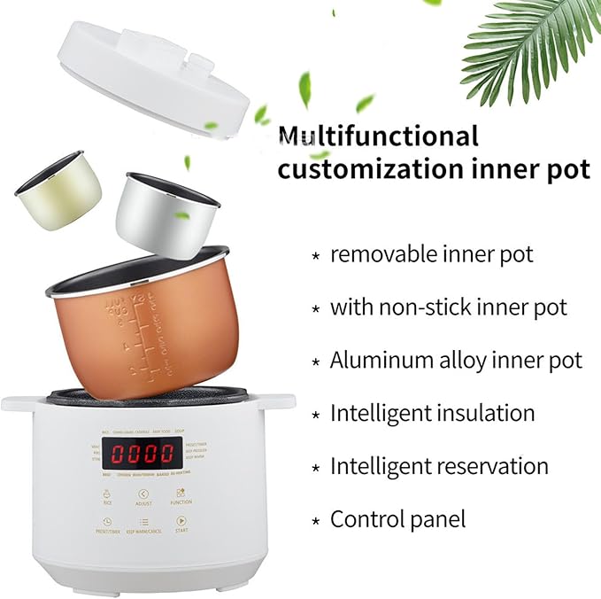 3L Mini Electric Pressure & Slow Cooker, Multi Cooker with Rice Yogurt Saute Functions, Digital Kitchen Appliance for Home Cooking, Includes Steamer & Warmer