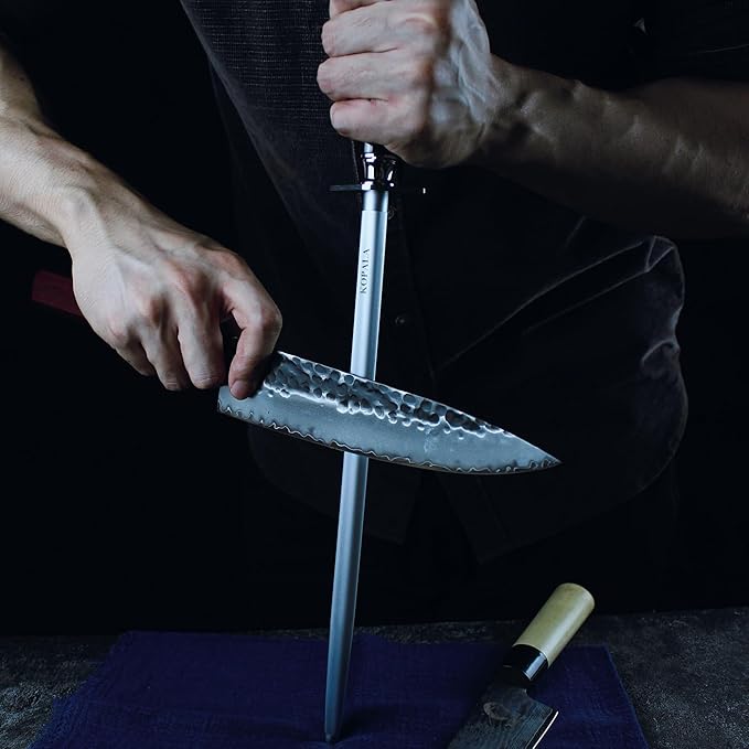 Sharpening Steel Knife Sharpener Rod Round 12 Inches Honing Steel for Knives Dark