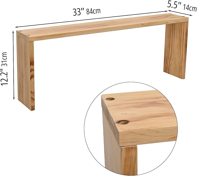 SwallowLiving Stove Shelf for Back of Stove, Solid Wood Over the Stove Shelf, Space-Saving Above Stove Spice Rack, Stove Top Shelf for Kitchen Organization, Natural