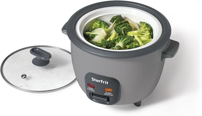 Starfrit Electric Rice Cooker - 10 Cups - Steamer Basket, Measuring Cup & Service Spoon - 400W - Makes Perfect Rice!