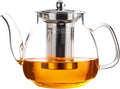 PARACITY Glass Teapot Stovetop 50 OZ/1500ml, Tea pot with Removable 18/8 Stainless Steel Infuser, Borosilicate Clear Tea Kettle, Teapot Blooming and Loose Leaf Tea Maker Tea Brewer for Camping, Travel