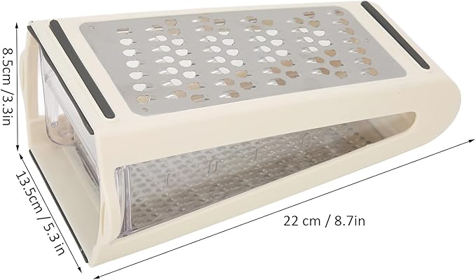 Cheese Grader, Grater with Container Box Shredder Lemon Zester Graters for Kitchen Stainless Steel Food Ginger Potato Vegetables Peeler Prep Solutions by 2 Way Grate and Measure
