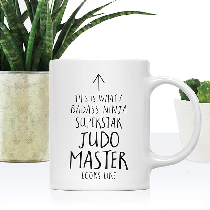Andaz Press Funny 11oz. Ceramic Coffee Tea Mug Gift, This is What a Badass Ninja Superstar Judo Master Looks Like, 1-Pack, Birthday Christmas Gift Ideas Coworker