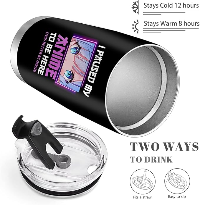 Anime Lover Stainless Steel Tumbler 20oz - Gifts for Girls, Women, Japanese Merch, Birthday Kawaii Present for Anime Fans