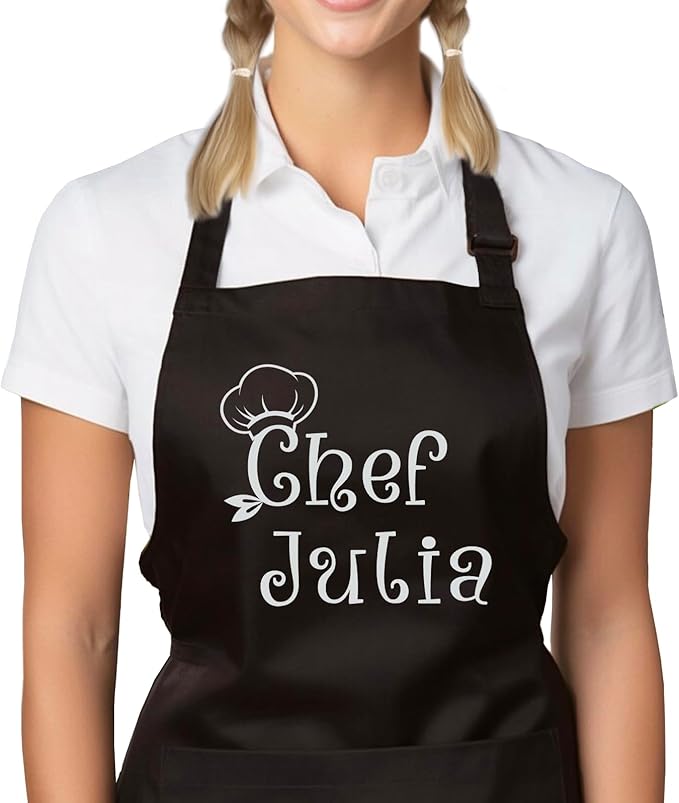 Custom Aprons for Women and Men, Personalized Chef Apron, Personalized Kitchen Apron with Pockets, Grilling & Cooking Aprons, Delantales de Cocina para Mujer, Gifts for Chefs