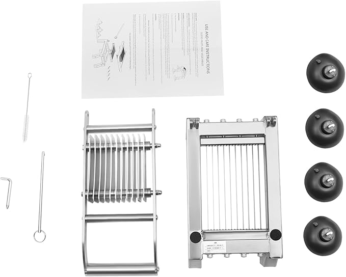 Manual Vegetable Slicer Heavy Duty Tomato Slicer 10mm/0.39in Stainless Steel Fruit Vegetable Cutter with 4 Suction Cups for Onion Cucumber Tomato Apple within 2.76in 4 Suction Cups