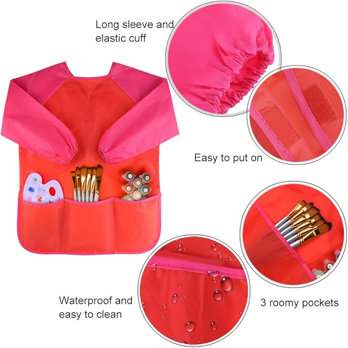 KUUQA Waterproof Children Art Smock Kids Art Aprons, Painting Supplies (Paints and brushes not included)