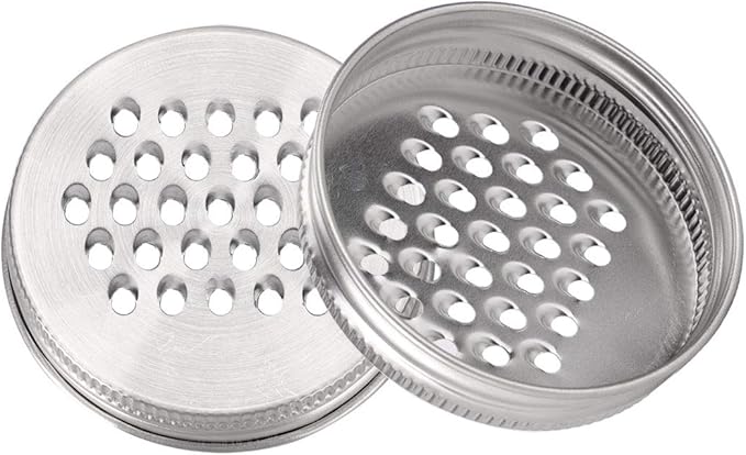 uxcell 2pcs Stainless Steel Regular Mouth Mason Jar Grater Lids Cheese Grating Lid Kitchen Cutter Lid for Vegetable Potato