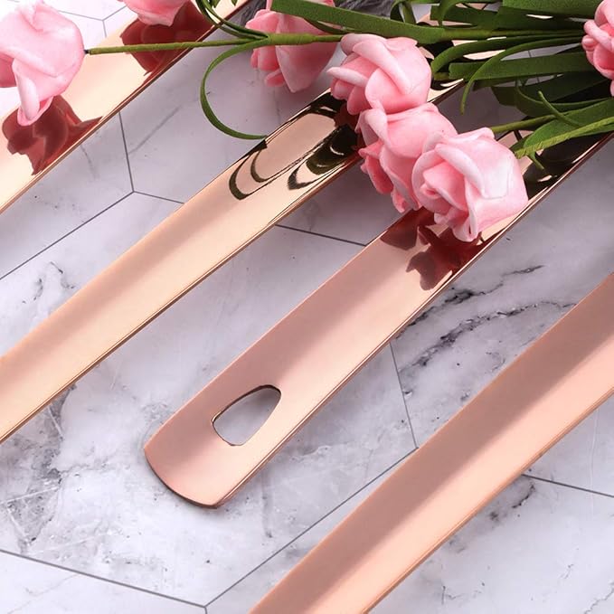 Sauce Ladle, BYEGOU Drizzle Spoon with Spout Gravy Soup Ladle, Stainless Steel Kitchen Utensil, Mirror Polish & Dishwasher Safe, 8.67 Inch, Rose Gold