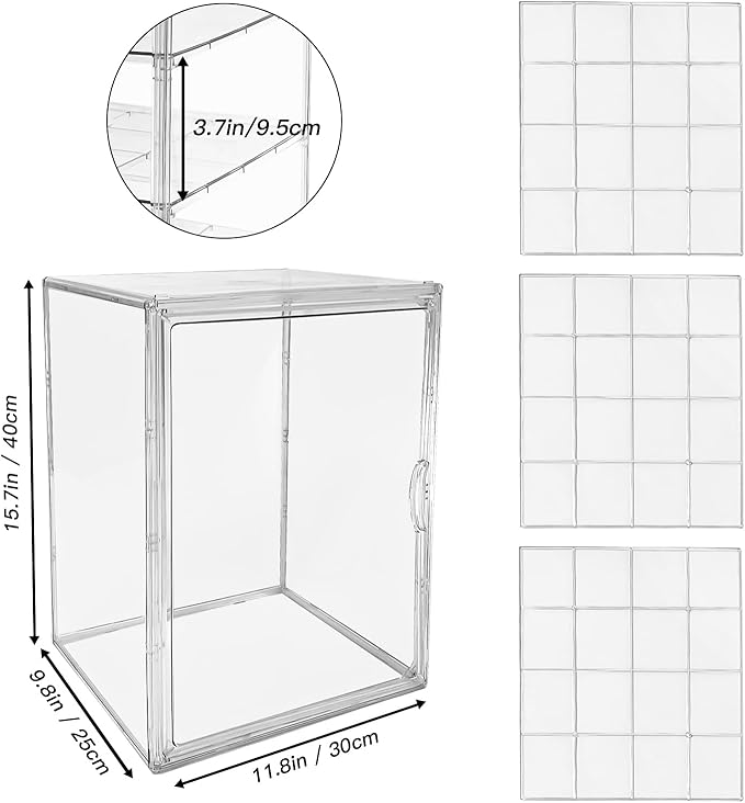 Extra Large 4 Tiers Clear Bread Box for Kitchen Counter, Acrylic Bread Keeper Stackable Storage Container Plastic Bread Bin Holder with Magnetic Door for Pantry Countertop