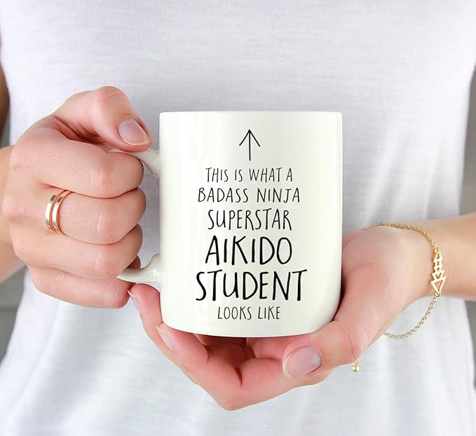 Andaz Press Funny 11oz. Ceramic Coffee Tea Mug Gift, This is What a Badass Ninja Superstar Aikido Student Looks Like, 1-Pack, Birthday Christmas Gift Ideas Coworker