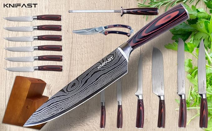 Knife Set 16-Piece Kitchen Knife Set With Wooden Block, Germany High Carbon Stainless Steel Professional Chef Knife Block Set, Ultra Sharp, Forged