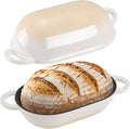 Enameled Cast Iron Sourdough Bread Oven, 5QT Loaf Cast Iron Bread Pan with Lid, Oval Dutch Oven for Homemade Bread Baking (Gradient Caramel)