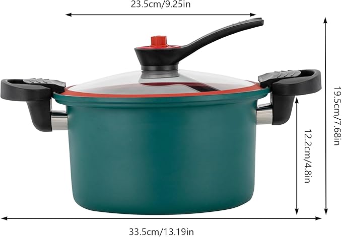 Multifunctional Micro Pressure Cooker,Large Capacity 304 Stainless Steel Non-Stick Pot with Visual Lid & Twist Lock Handles for Gas,Induction & Electric Stoves