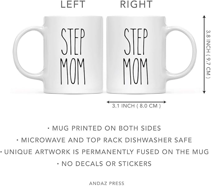 Andaz Press Simple Rustic Farmhouse Kitchen Decor 11oz. Ceramic Coffee Tea Mug Gift, Step Mom, 1-Pack