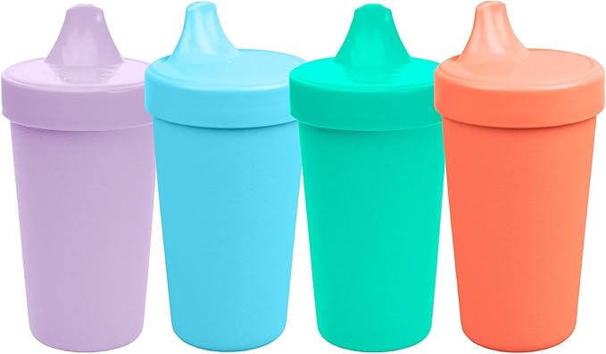 Re-Play Spill-Proof Sippy Cups - Reusable 10 Oz Set of 4, Dishwasher & Microwave Safe, Made in USA - Set of 4-3.13" x 6.25" - Bubble Pop