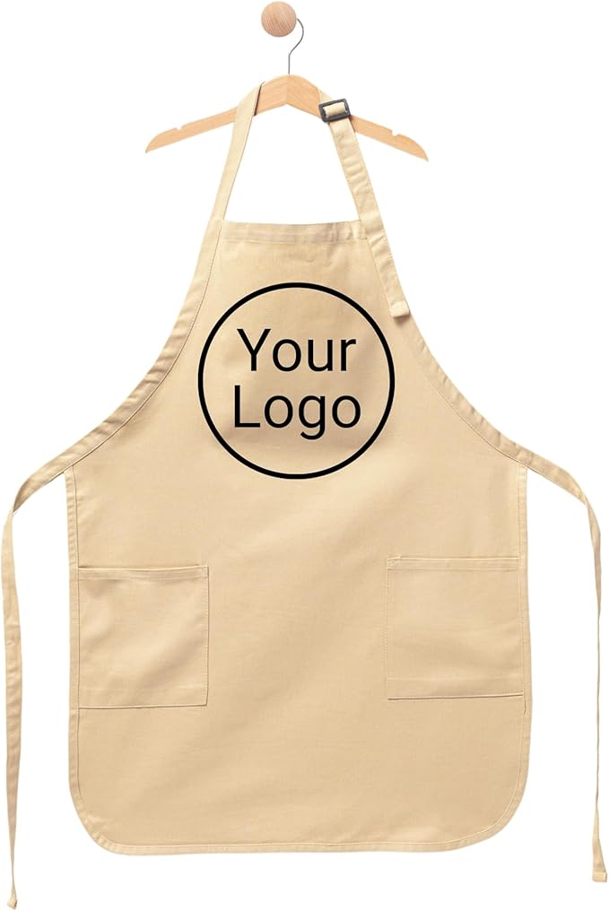 Custom Logo Apron, Personalized Cooking Apron for Men & Women and Kids, Adjustable Chef Apron with Pockets, Premium Handmade Kitchen Gift, Custom Event Apron, Cooking Class Apron