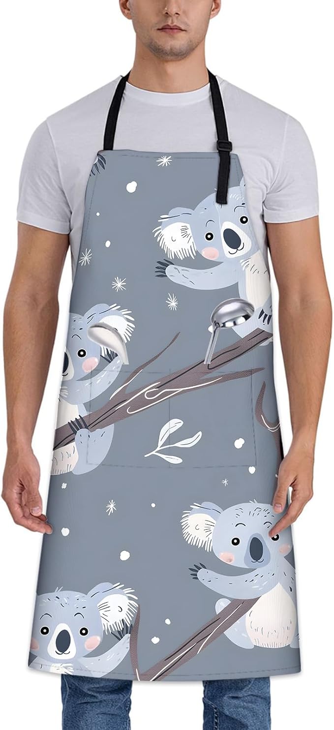 Colorful Pug Apron for Women Men 28x33in, Kitchen Chef Aprons with 2 Pockets, Polyester, Pug Dog Apron