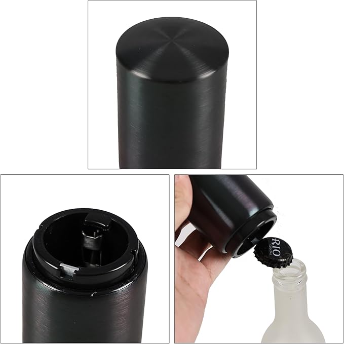 Asking 6-Pack Push Down-pop off Beer Bottle Opener, Magnet Automatic Beer Bottle Opener, Black