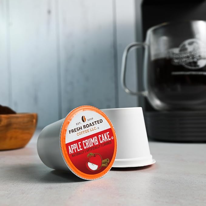 Fresh Roasted Coffee, Apple Crumb Cake, Flavored Coffee Pods, K-Cup Compatible, 24 Count