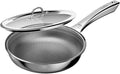 10 Inch Hybrid Nonstick Frying Pan, Stainless Steel Pan Non Stick Skillet, PFOA Free Cookware, Non Toxic Chef's Pan, Compatible with Electric, Gas and Induction, with Lid