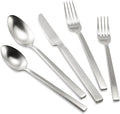 Stainless Steel Flatware Set Hand Forged 18/10 Silverware Set Cutlery Set Silver Cuboid Handle Matte Finished 20 Pieces Service for 4