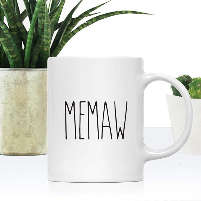 Andaz Press Simple Rustic Farmhouse Kitchen Decor 11Oz. Ceramic Coffee Tea Mug Gift, Memaw, 1-Pack, Birthday Christmas Ideas For Family, Friends Memaw Gifts Memaw Cup Memaw Mug Gifts For Memaw
